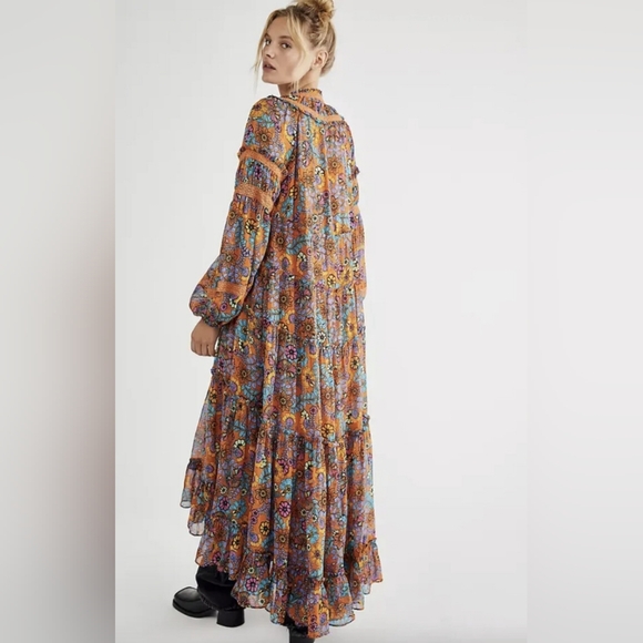 Free People Cassis Floral Printed Chiffon Dress - Picture 2 of 8